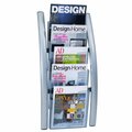 Alba Usa ALBA Silver Grey Acrylic Wall Literature Display with 5 Translucent Compartments AL13701